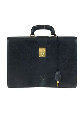Loewe Anagram Black Gold Leather Business Briefcase